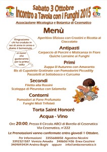 Menù Cena Funghi 2015