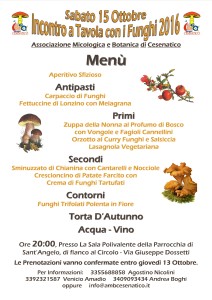 Menù Cena Funghi 2016