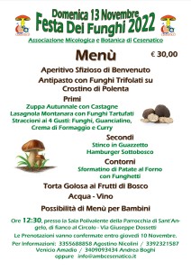 Menu Pranzo Funghi 2022